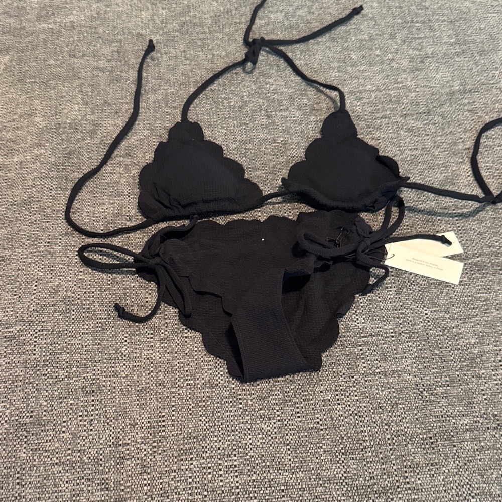 Marysia Swim Black Scalloped Bikini